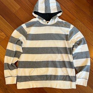 Old Navy Gray and White Striped Hoodie
